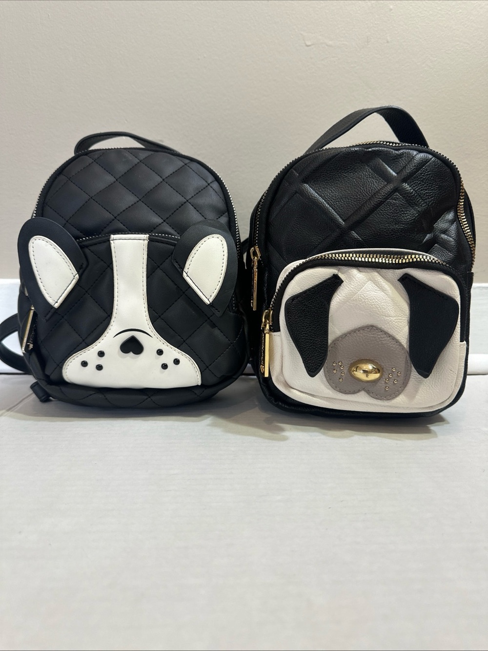 Lot Of 2 Frenchie Betsey Johnson French Bulldog Mini Backpack Black Quilted
